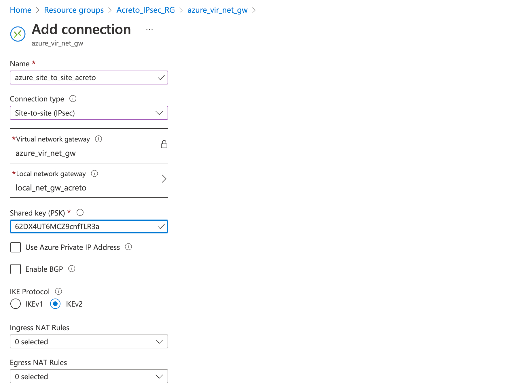 IPsec with Azure