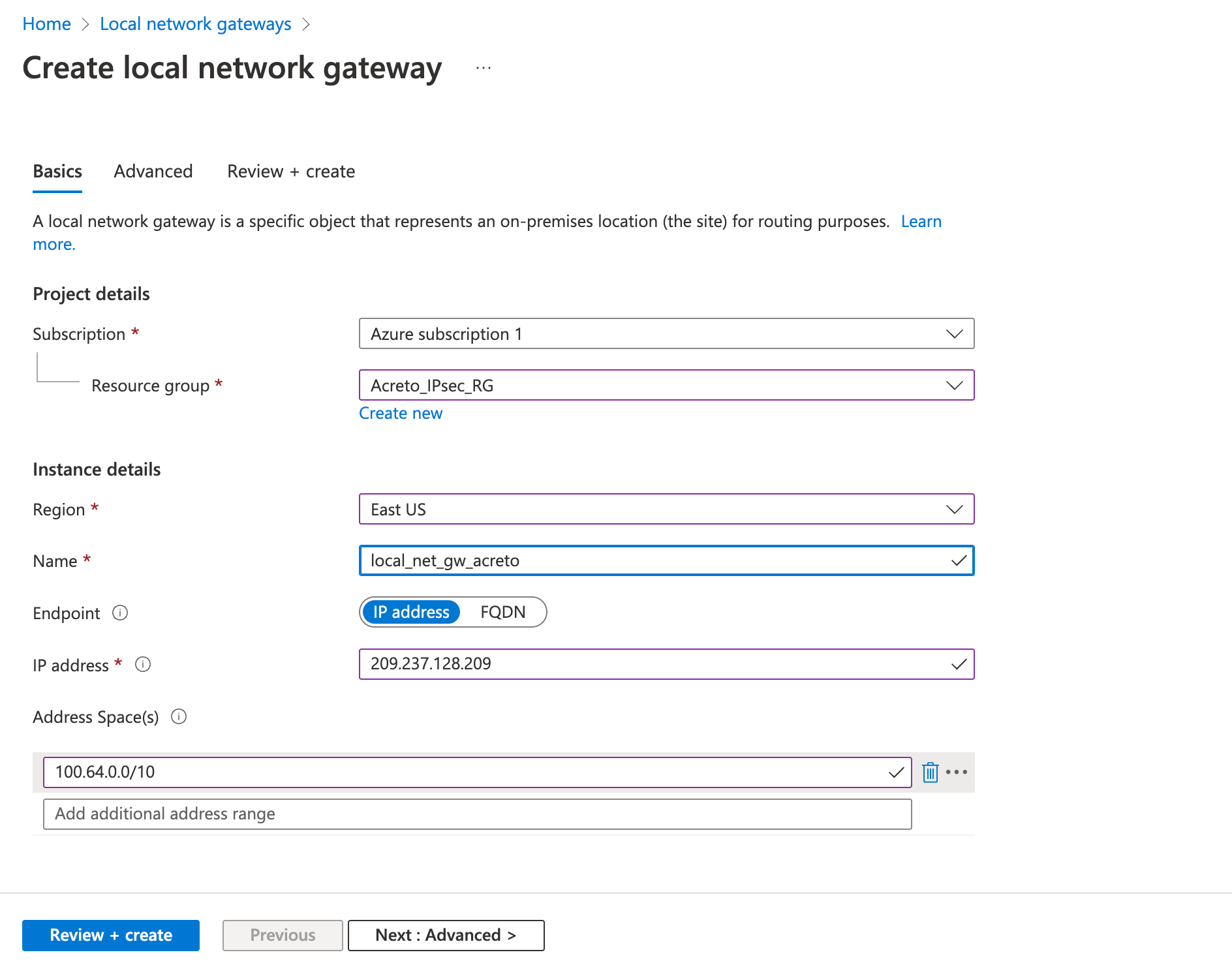 IPsec with Azure