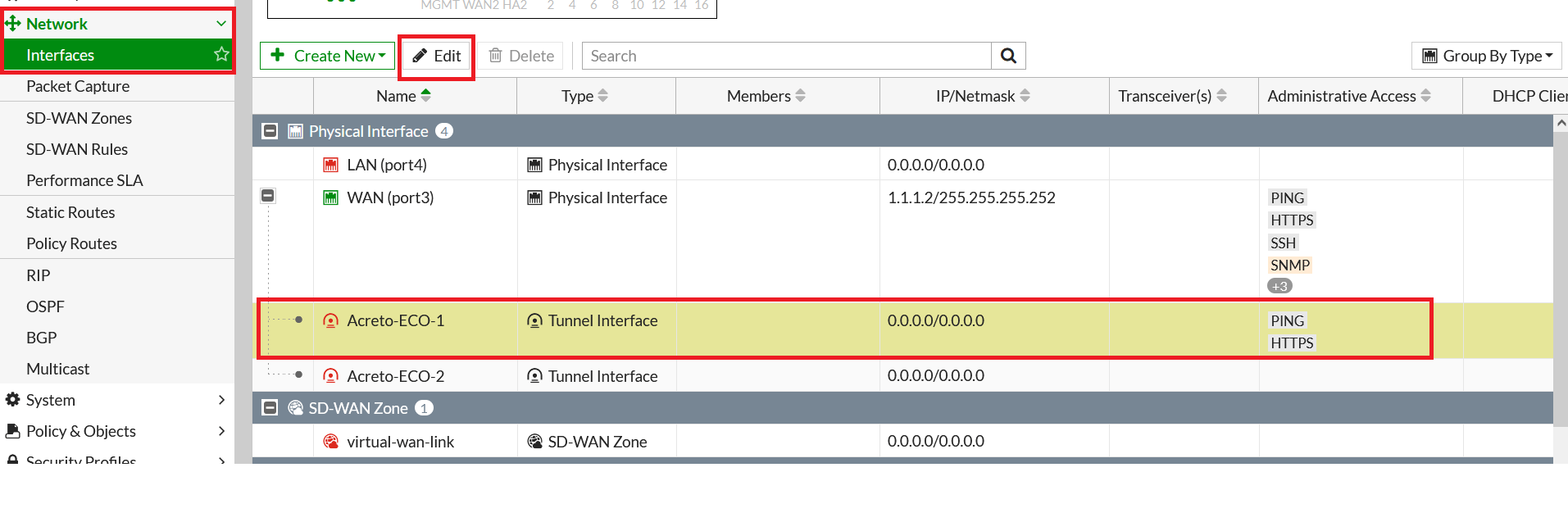 FortiGate - VPN list