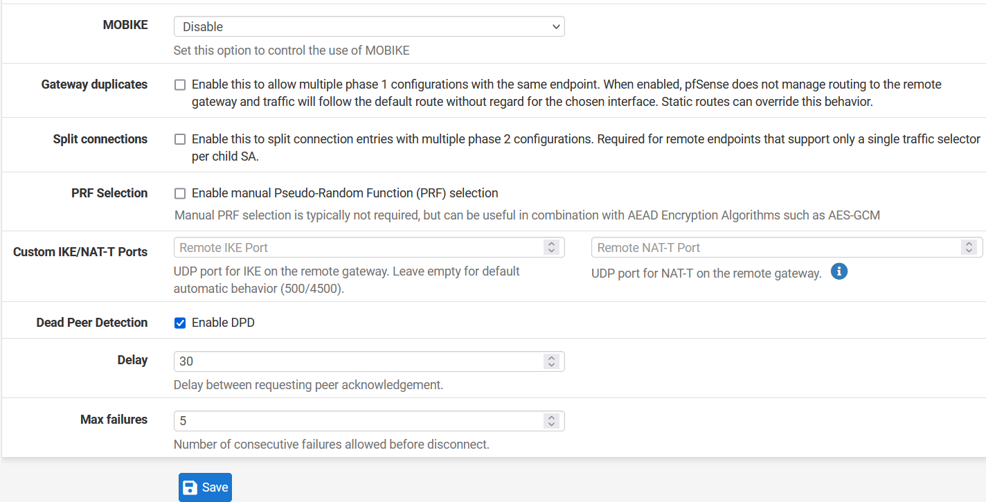 pfSense - ipsec - configuration