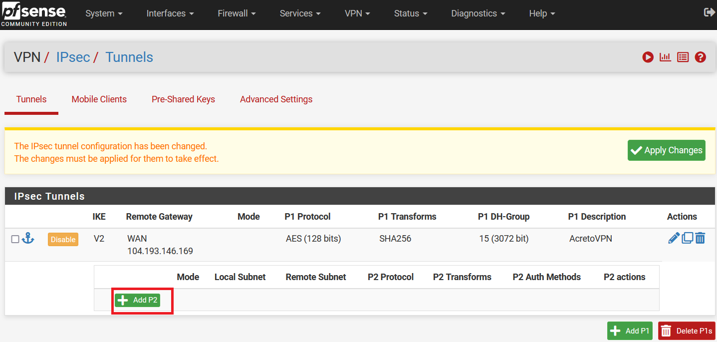 pfSense - ipsec - configuration